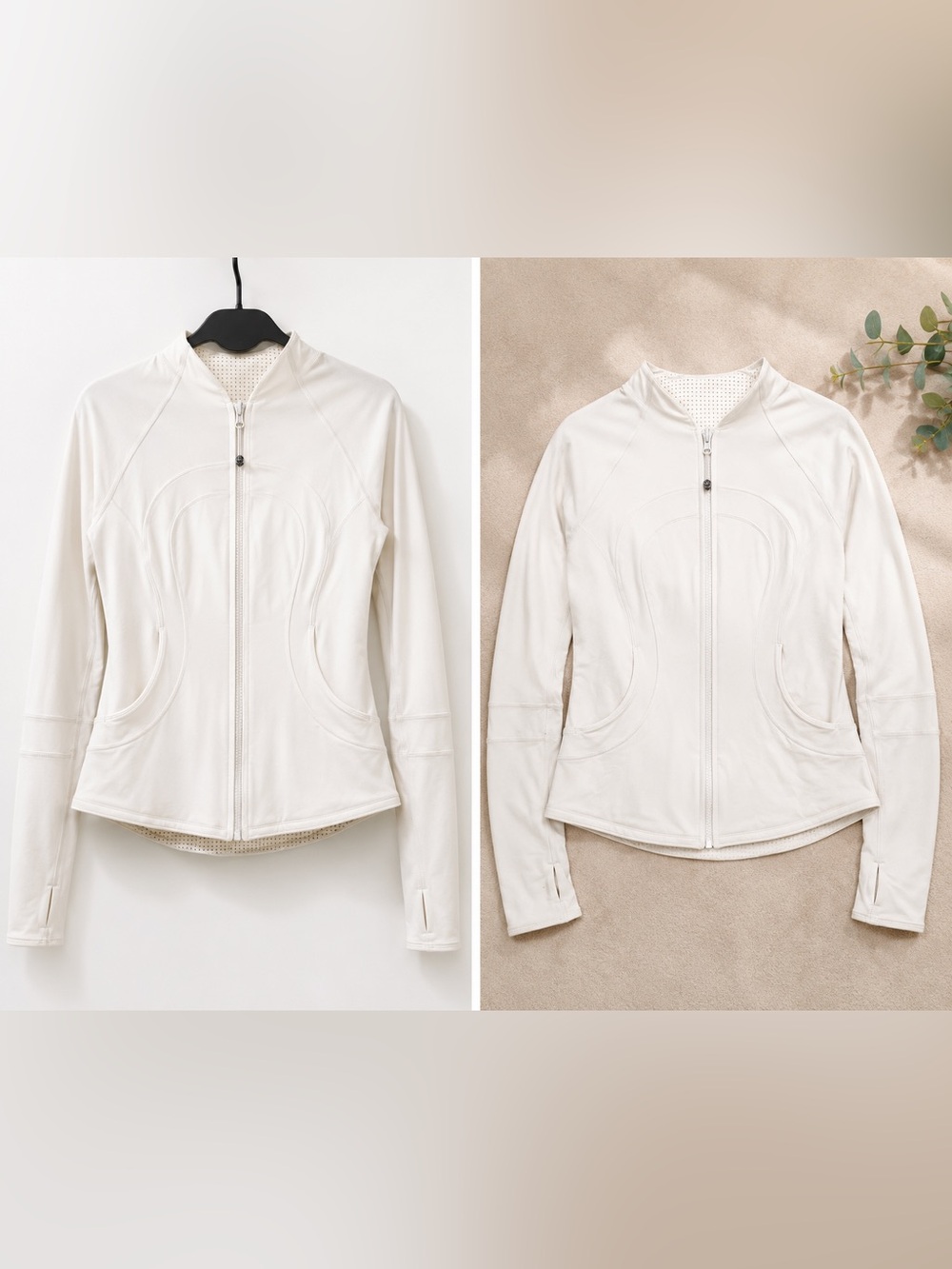 Lululemon White Athletica Full Zip Jacket Womens Long Sleeve Mock Neck sz 4 - Picture 1 of 9